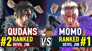 T8  QUDANS (#2 Ranked Devil Jin) vs MOMO (#1 Ranked Devil Jin)  Tekken 8 High Level Gameplay