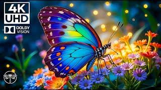 Butterfly & Flowers 4K  Butterfly Beauty with Relaxing Melodies, Soothing Music