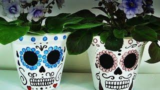 DIY: Vaso de Flores Caveira Mexicana (Sugar Skull Plant Pot) | Ideias Personalizadas - DIY #diyhome