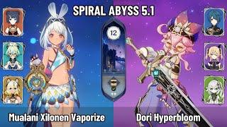 C0 Mualani Xilonen Vaporize Team | C6 Dori Nahida Hyperbloom | New Spiral Abyss 5.1 | Genshin Impact