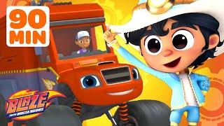 Blaze's Transformations, Kid Cowboy Rescues, & More! w/ AJ & Luna | Blaze and the Monster Machines