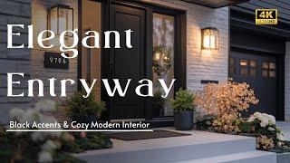 Elegant Entryway Design with Black Accents & Cozy Modern Interior for Ultimate 2024 Home Makeover