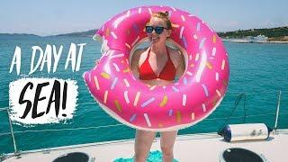 A Day in the Life AT SEA! Secret Coves + Toga Party (MedSailors Catamaran Sailing Cruise)