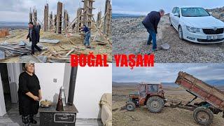 KÖYDE YAŞANTI AKŞAM AKŞAM ÇALIŞMA KOMŞUMUZUN YENİ EVİ SOBA ÜSTÜNDE YEMEK