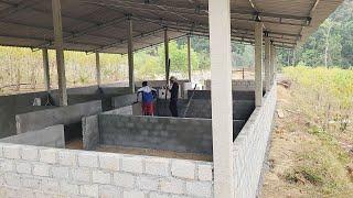 Almost finished plastering the cement wall. My sister came to visit my newborn baby