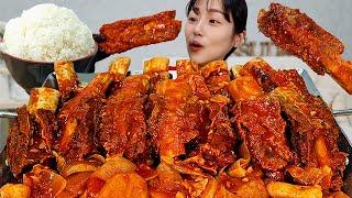 매운 소갈비찜 먹방 마무리로 밥까지 비벼 먹었어요! Korean food Spicy Galbijjim MUKBANG ASMR