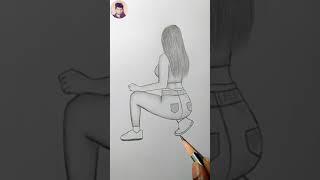 Easy way to draw a sitting girl backside | Arun Easy Art #shorts #girldrawing #howtodraw