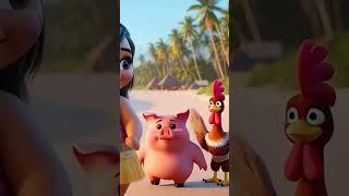 Moana and Her Funny Companions: A Shoreline Adventure! ️