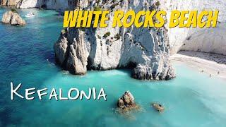 White Rocks beach in Kefalonia - Greece 4K drone video