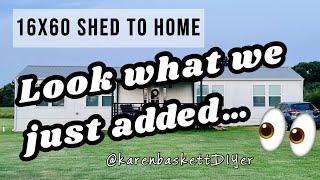 16x60 SHED to HOME custom deck add on! #shedtohome #shedhouse #custombuild #customdeck