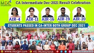 CA Intermediate Result Celebration Dec 2021 | MCCJPR is Known Highest Selections in North India