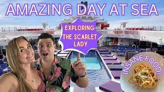 Day at SEA on Virgin Voyages | Exploring The HUGE Ship | Buying a SEAHORSE?! | Trying TONS of Food