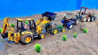 Tractor Washing In mud and got stuck | JCB Backhoe Loader, John Deere 5310, New Holland 3630, Swaraj