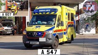 HKFSD Tin Shui Wai A.A. ambulance & EMAMC Turnout | 天水圍救護站同時去救護車A547同急救醫療電單車A607