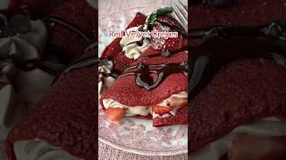 Red Velvet Crepes Recipe with Chocolate Whipped Cream #valentinesday #redvelevet #crepes