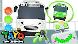 BESTLearn Colors with Rogi! | Colorful Rainbow Gas Station | Robot Gas Pumper | Tayo the Little Bus