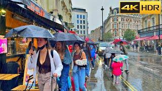 1 Hour Rain Walk in London  Heavy Rain and Thunderstorms- ASMR [4K HDR]