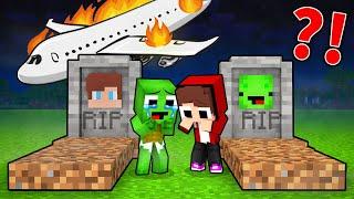 Babies JJ and Mikey Lost thier PARENITS in a AIRPLANE CRASH - Minecraft Animation / Maizen