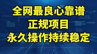 全网最良心靠谱好项目！绝对正规蓝海网赚项目全网无人操作！成功操作两年半的时间持续稳定！