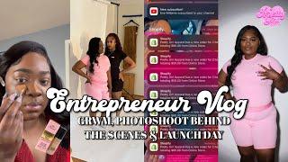 Entrepreneur vlog BTS of starting my clothing brand pt. 3 | GRWM , PHOTOSHOOT BTS & LAUNCH DAY