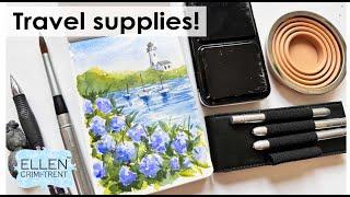 Watercolor Travel Supplies / Blue Hydrangea Tutorial