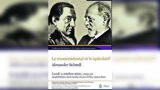 A. SCHNELL, Le transcendantal et le spéculatif