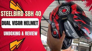 Steelbird SBH-40 || Dual Visor Helmet Full Face ||Aeronautics|| Helmet Review and unboxing || review