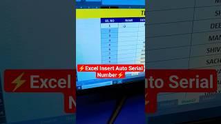 Excel Insert Auto Serial Number  #viral #excel #exceltips #computer