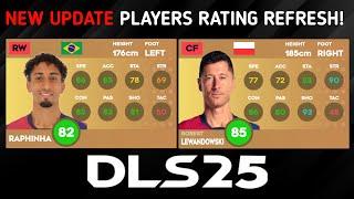 DLS 25 | NEW UPDATE PLAYERS RATING REFRESH IN DLS 25 | DREAM LEAGUE SOCCER 2025