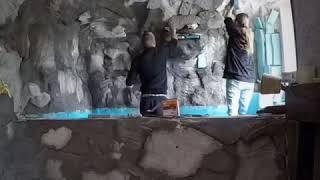 Handmade cave waterfall spa