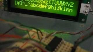 HD44780 LCD run by an ATTiny2313 AVR microcontroller using AVR-GCC