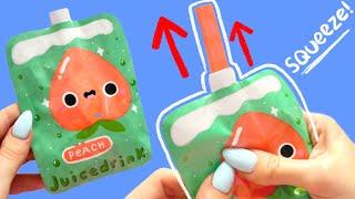 make YOUR OWN juice drink PAPER SQUISHY!!  moving paper squishy idea tutorial HOW TO!