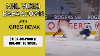 How NHL Players Go "Stick on Puck" & "Box Out" to Create Scoring Chances | NHL Video Breakdown