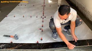 Ceramic Tile Living Room Floor Construction Project | Professional Ceramic Tile Installation Skills