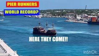 World Record: Cruise Ship Pier Runners Heckled By Others