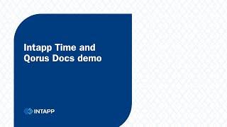 Intapp and QorusDocs Demo