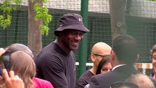 Madness around Mike at the Michael Jordan playground inauguration in Paris