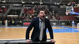 Dragan Nikolić celebrates the win! (MZT Skopje Aerodrom - Cedevita Olimpija, 4.2.2023)