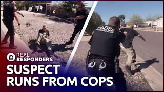 Suspect Caught On Camera Fleeing Police | Best Of Cops | Real Responders