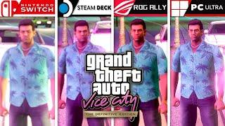 GTA Vice City - Definitive Edition | Switch vs Steam Deck vs ROG Ally vs PC Ultra | 4K Comparison