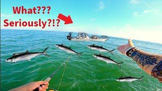 WHAT ARE YOU DOING?? Boat goes over SCHOOLING FISH while we were casting on them! *Insane Action