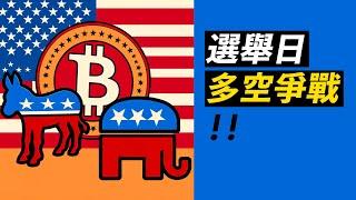 BTC強波動！選舉日的多空爭奪！誰贏，利好比特幣？