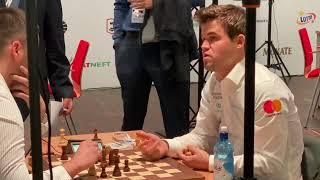 Magnus Carlsen casually analyzing his Win against Serbian GM Aleksandar Indjic