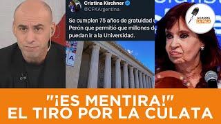 KRETINA QUISO ENSUCIAR A MILEI CON LAS UNIVERSIDADES Y LE SALIÓ EL TIRO POR LA CULATA: “ES MENTIRA”