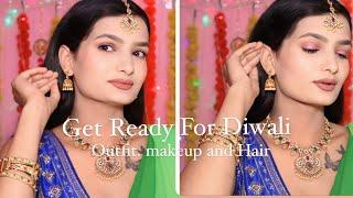 Chit chat get ready with me for Diwali 2024 get ready with me,diwali makeup look,diwali 2024