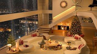 Christmas Ambience 2025 with Relaxing Christmas Jazz Music at Cozy Luxury Apartment on Snowy Night