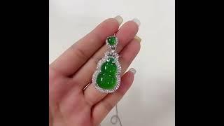 JitDoo Lucky Charm Jade Chrysoprase Gourd Inlaid Zircon Pendant  #jewelrygift #jewerly #wholesale