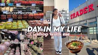 day in the life of a college student | shop with me: grocery shopping, pinkmas haul