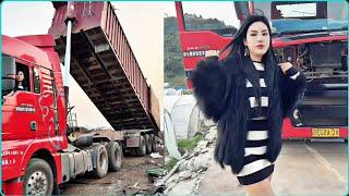 Beautiful and personality female trailer truck driver Tao Tao