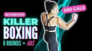 KILLER 8 Rounds SHADOW BOXING Workout + Abs (30 Min - 500 Cal)//SYLVIA NASSER